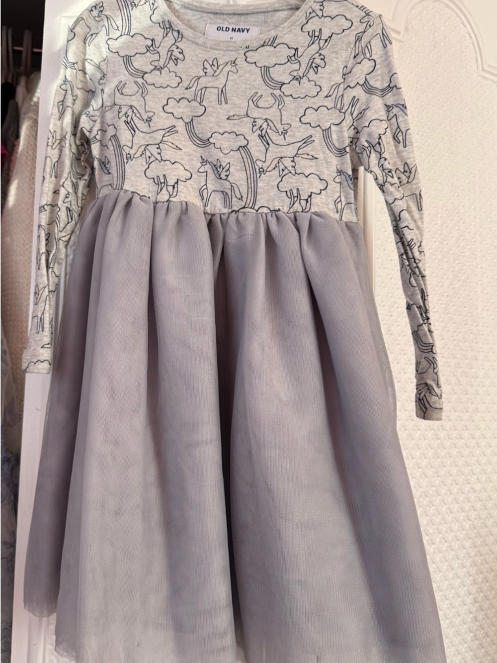 Old Navy Gray Unicorn Print Tulle Dress